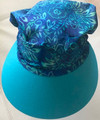 Mid Blue & Turquoise cotton batik  floral design Sundanna