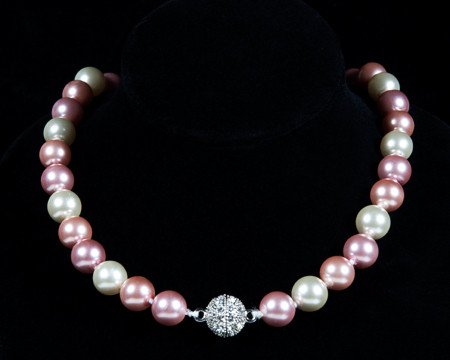 Formal Pink Color Pearl Necklace - Bridesmaid Jewelry