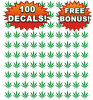 Bulk Wholesale Lot 100 Pot Leaf Decals, Stickers Free Shipping and Free Bonus Decals
