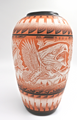 Large Benally Pottery Vase Hand Etched  Hand Painting Eagle 
