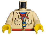 Minifig Torso -  Tan Shirt with Pockets & Blue under shirt