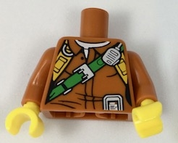 Minifig Torso - Dark Orange Jacket with Harness, Strap, Radio and Canteen