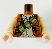 Minifig Torso - Dark Orange Jacket & Tan Shirt with Bandolier & Canisters