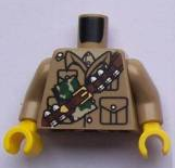 Minifig Torso - Dark Tan Shirt with Pockets, Ammunition Shoulder Belt
