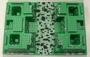 Lego Baseplate, Raised 32 x 48  x 6 with 4 Corner Pits with Rock Path Pattern