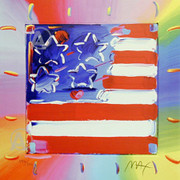 Great Hand Signed Peter Max Vibrant America Flag Coa