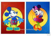 Peter Max Hand Signed Stunning Disney Mickey & Minnie Mouse 