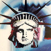 Peter Max Stunning Rare Liberty Head Lithograph Hand Signed Blue