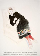 Splendid David  Hockney Celia In A Black Dress With Colored Border