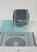 Beautiful David Hockney Corbusier Chair and Rug Large Lithograph