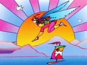 Great Peter Max Winged Flyer with Sunrise II Ltd Ed Lithograph SIGNED w/ COA