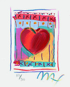 Peter Max Hand Signed Heart Series II, Ltd Ed Lithograph (Mini 5" x 4") with COA