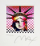 Great Peter Max SIGNED with COA Liberty Head II, Ltd Ed Lithograph 3.5" x 3"