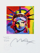 Great Peter Max SIGNED with COA Liberty Head VIII Ltd Ed Lithograph 3.5" x 3"