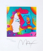 Stunning Peter Max - SIGNED w/ COA Cosmic Profile Ltd Ed Lithograph 3.5" x 3"