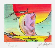 Fab! Peter Max - SIGNED w/COA Sailboat Series IV, Ltd Ed Litho 2.75" x 3.125"