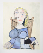 Pablo Picasso Estate Collection Femme Blonde Au Fauteuil D'Osier Hand Signed with COA