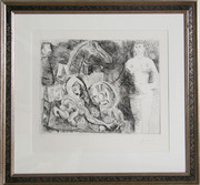 Pablo Picasso, Char Romain, avec ecuyere tombant, femme nue et spectateurs from the 347 Series, Etching  - Signed