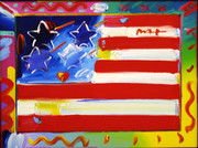 Hand Signed Flag By Peter Max Retail $40K