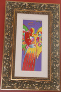 Signed in Pigment Angel With Heart Detail Ver. Iv #7 By Peter Max Framed Retail $15.9K