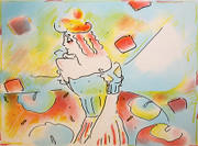 Hand Signed Composition Red And Green By Peter Max Retail $7K