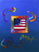 Beautiful Hand Signed Flag By Peter Max 