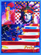 Hand Signed God Bless America II By Peter Max Framed Retail $8K 