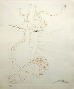 Hand Signed Tristen Le Fou By Salvador Dali Retail $5K