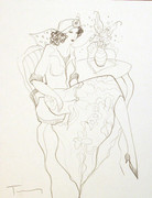 Hand Signed Woman With Floral Hat by Itzchak Tarkay Retail $2.6K
