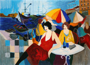 Hand Signed Harbour Cafe- The Aristo by Itzchak Tarkay