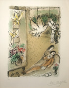 Hand Signed L'oiseau Dans L'atelier By Marc Chagall Retail $65K