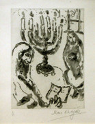 Hand Signed Untitled (Menorah) By Marc Chagall Framed Retail $20K