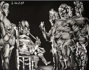 Hand Signed Trois Vieux Copains En Visite: Monsieur Fume, Madame Surveille (Bloch 1820) By Pablo Picasso Retail $19.5K