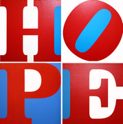 LARGE Hand Signed Hope (R/W/B) By Robert Indiana 