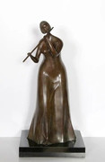 The Flautist Bronze Sculpture - Branko Bahunek