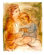 Pablo Picasso Mother with Child  Collection Domain Picasso  Signed with COA