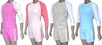 HANES Women's Contrast Sleeve Spandex Shirt