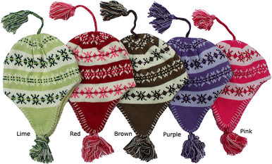 Knit winter beanies for girls ages 4 to 7.