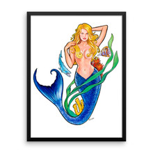 Mermaid Series: Golden Mermaid - Framed Poster