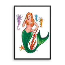 Mermaid Series: Redhead Mermaid - Framed Poster
