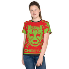 Cheerful Cheetah All Over - Youth crew neck t-shirt
