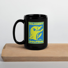 Diligent Dolphin - Black Glossy Mug