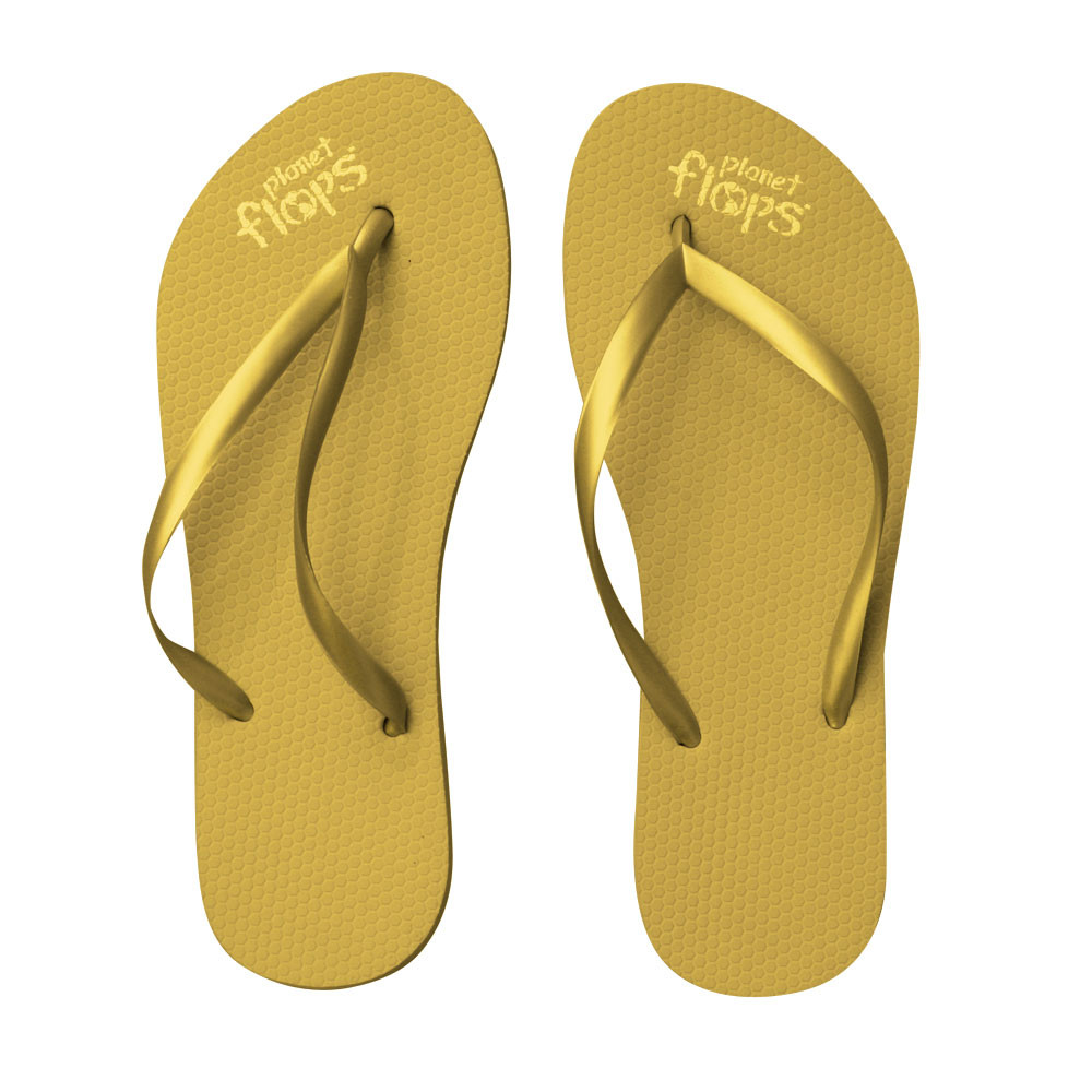 metallic gold flip flops