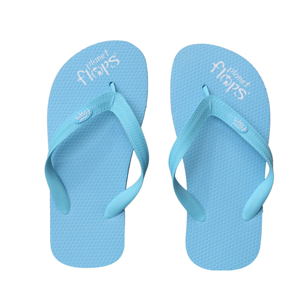 blue and white flip flops