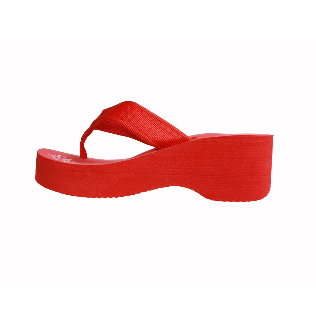 red wedge flip flops