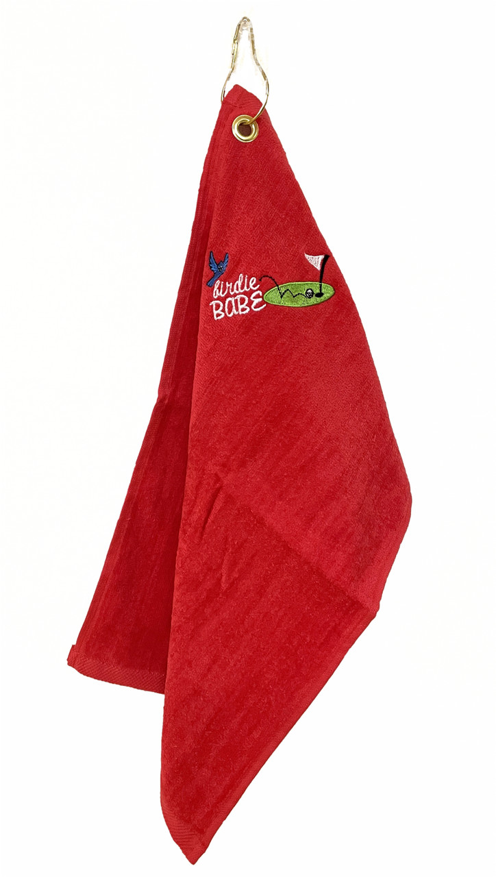 Birdie Babe Red Golf Towel Birdie Babe Golf