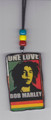 Red, Green & Gold : 20" Bob Marley One Love Necklace & Wooden Pendant
