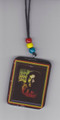 Red, Green & Gold : 20" Bob Marley Iron Lion Zion Necklace & Wooden Pendant