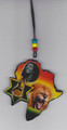 Red, Green & Gold : 20" Bob Marley, Emperor Selassie & Lion Necklace & Wooden Pendant - 2 (Large)