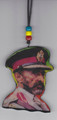 Red, Green & Gold : 20" Selassie The General Necklace & Wooden Pendant (Large)